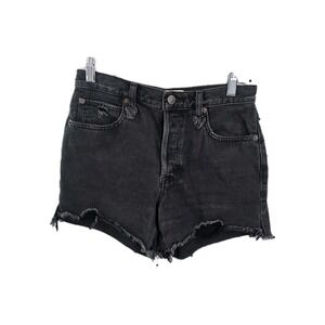 We The Free People Sz 25 Makai Shorts Factory‎ Cut Off Distressed Denim Black